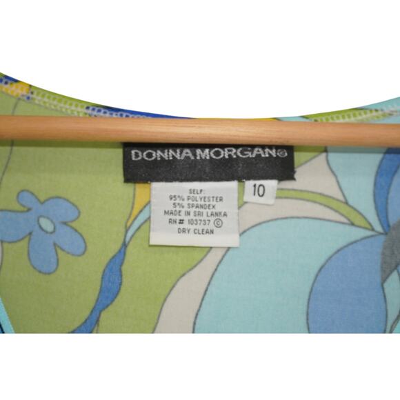 Donna Morgan Retro Floral Fit & Flare Dress 10 – 60s 70s Mod Print Boho A-Line - Picture 2 of 6